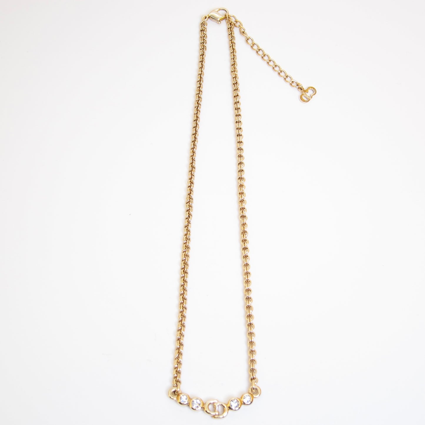 Christian Dior 復古 CD 標誌和水鑽金色項鍊