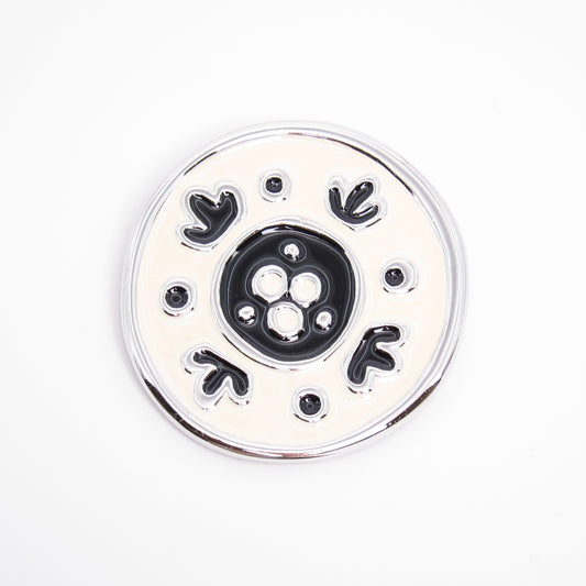 Givenchy Vintage Round White and Black Silver Brooch