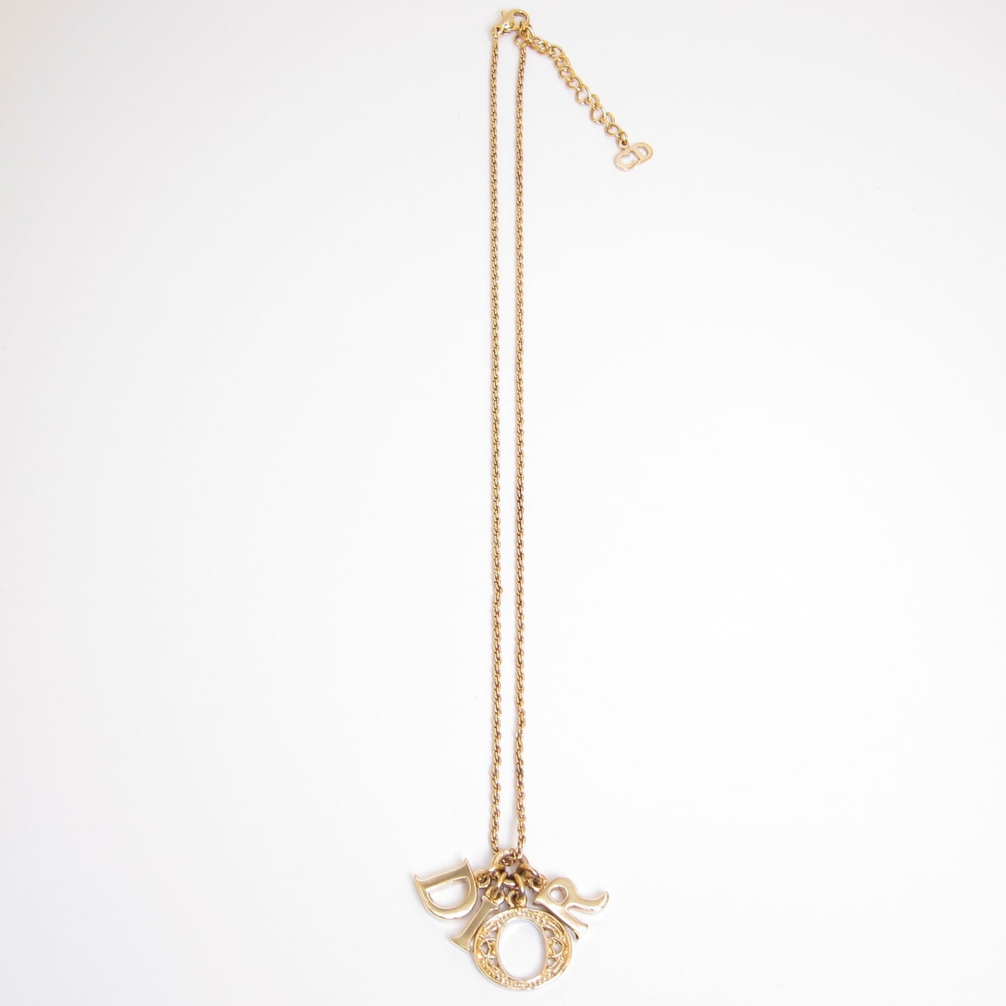 Christian Dior Vintage Dior  Letter Charm Golden Necklace