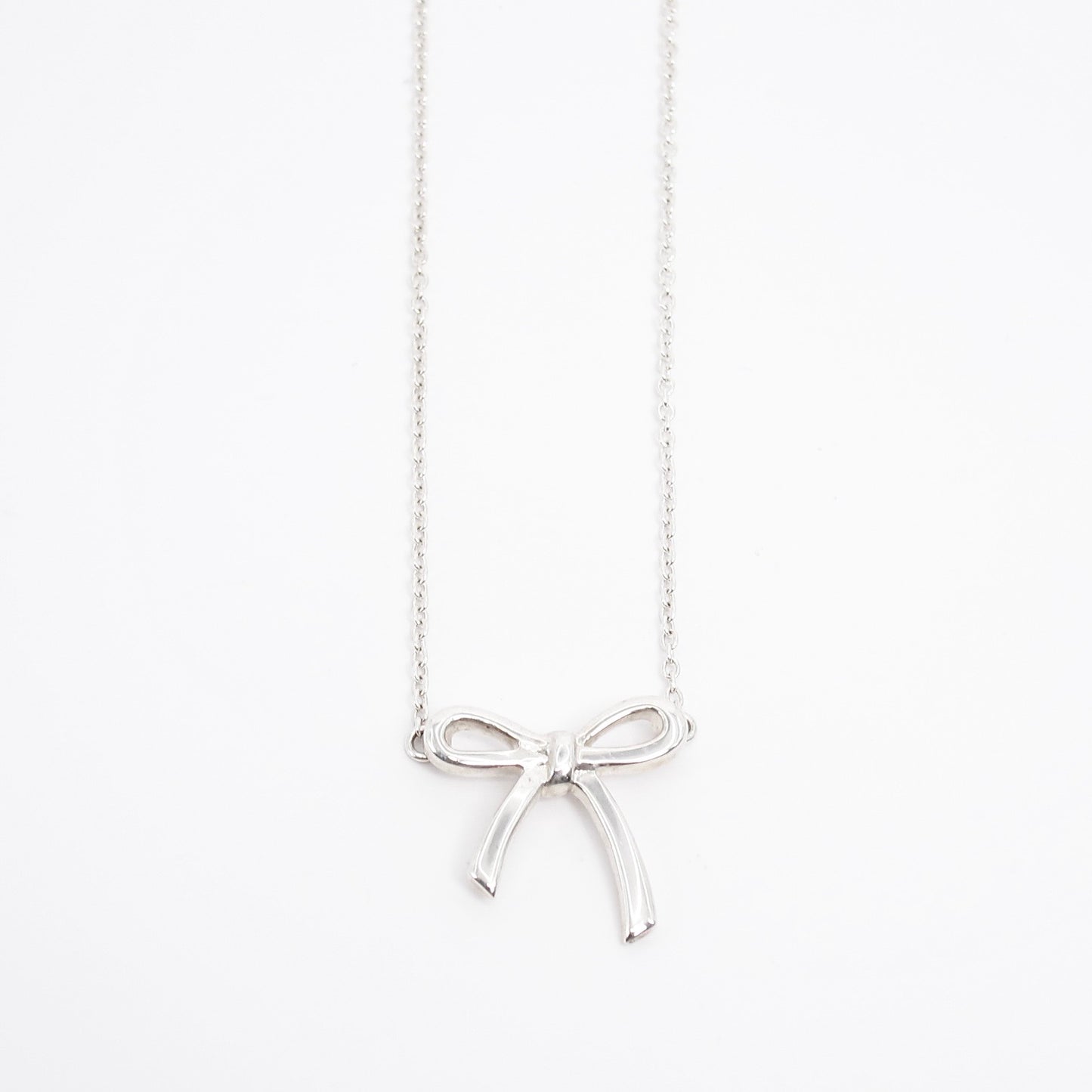 Tiffany Vintage Ribbon Motif Silver Necklace