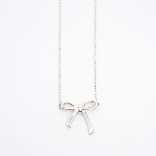 Tiffany Vintage Ribbon Motif Silver Necklace