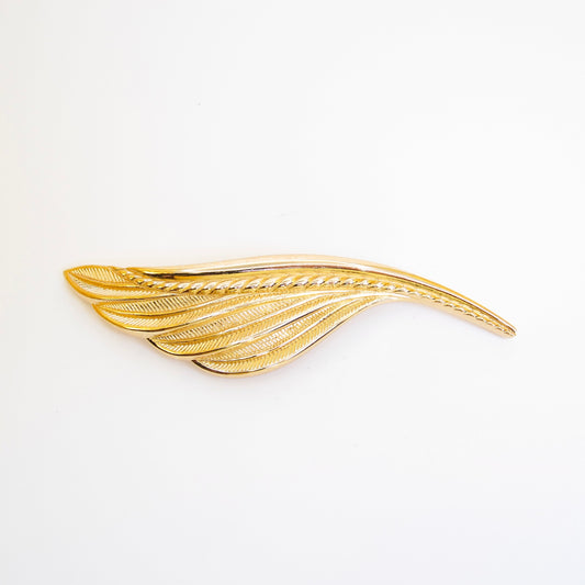 Christian Dior Vintage Feather Motif Golden Brooch