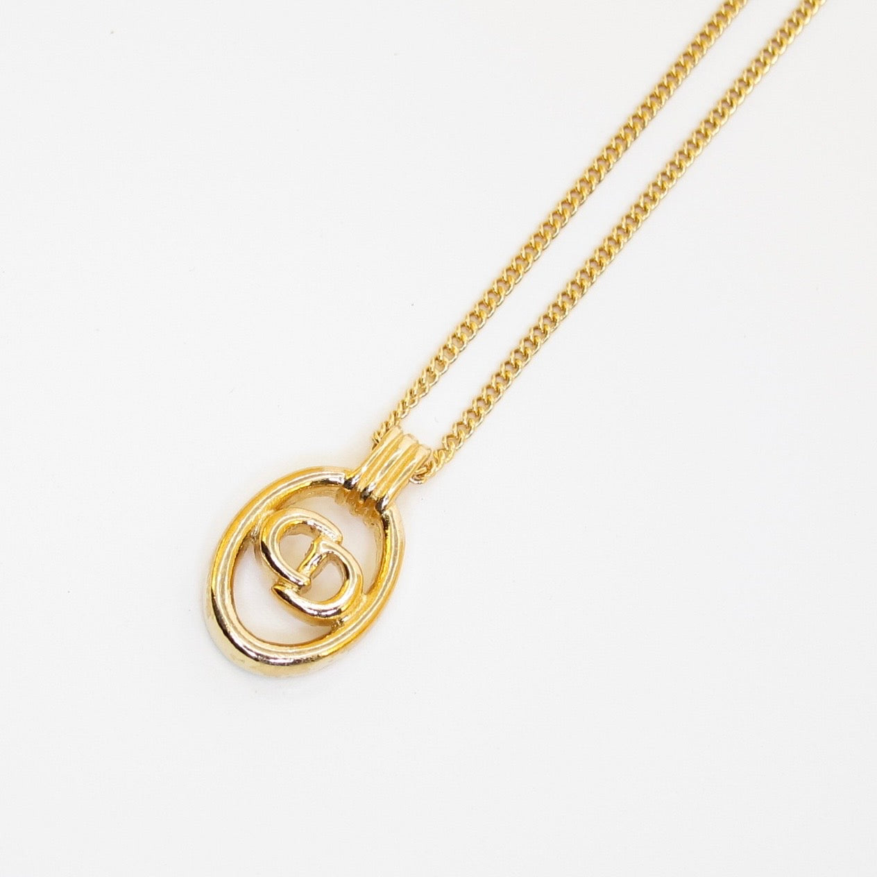 Christian Dior Vintage Oval CD Logo Necklace