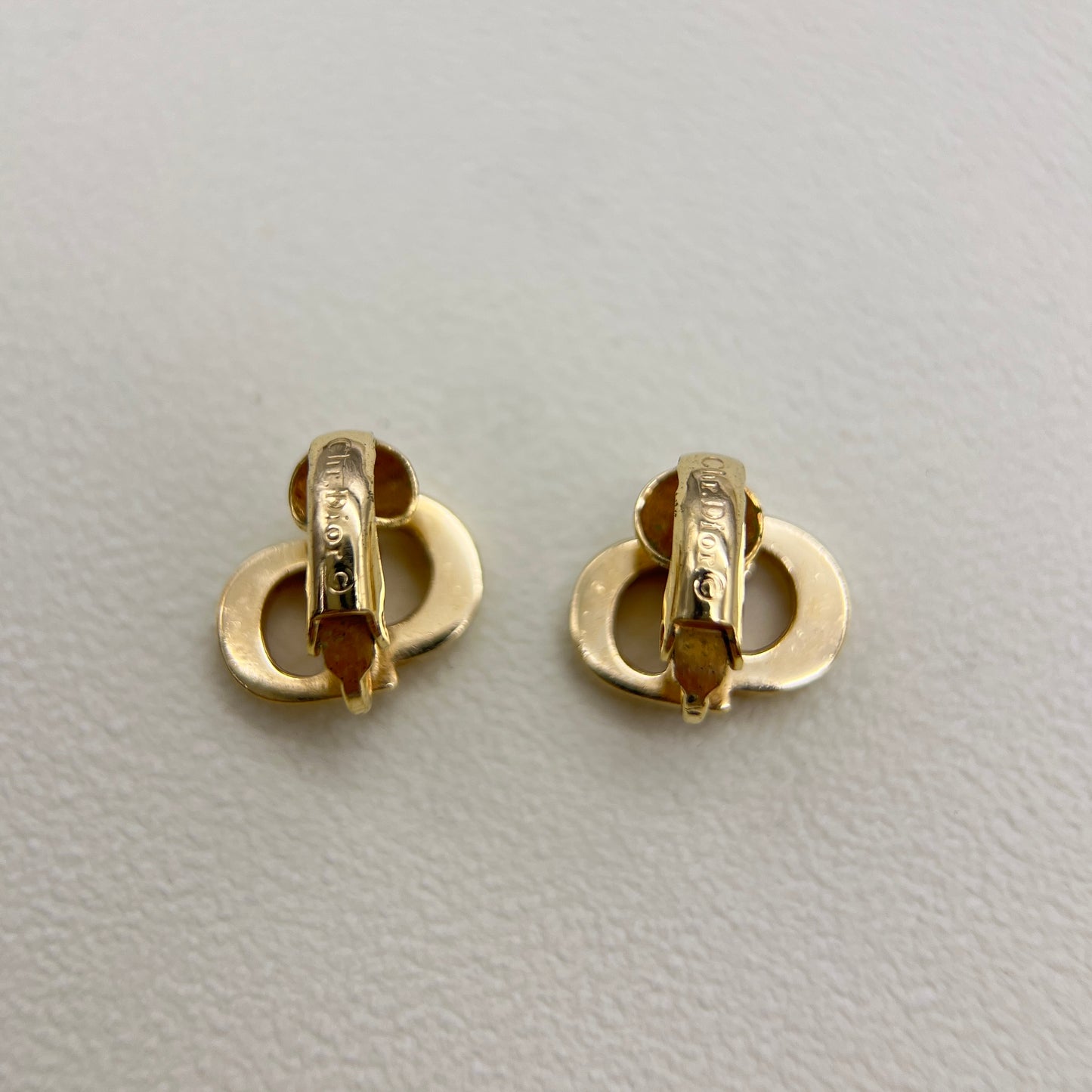 Christian Dior Vintage CD Logo Golden Clip-on Earrings