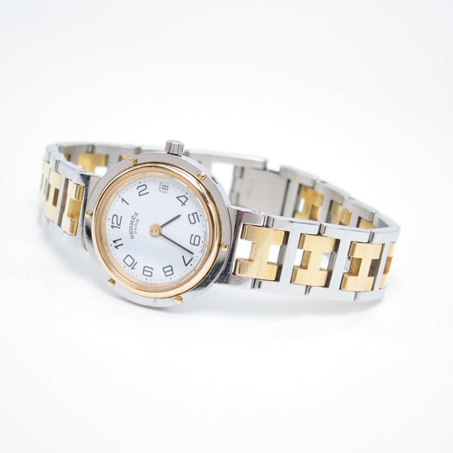 Hermes Vintage Clipper Two-Tone White Dial Ladies Watch