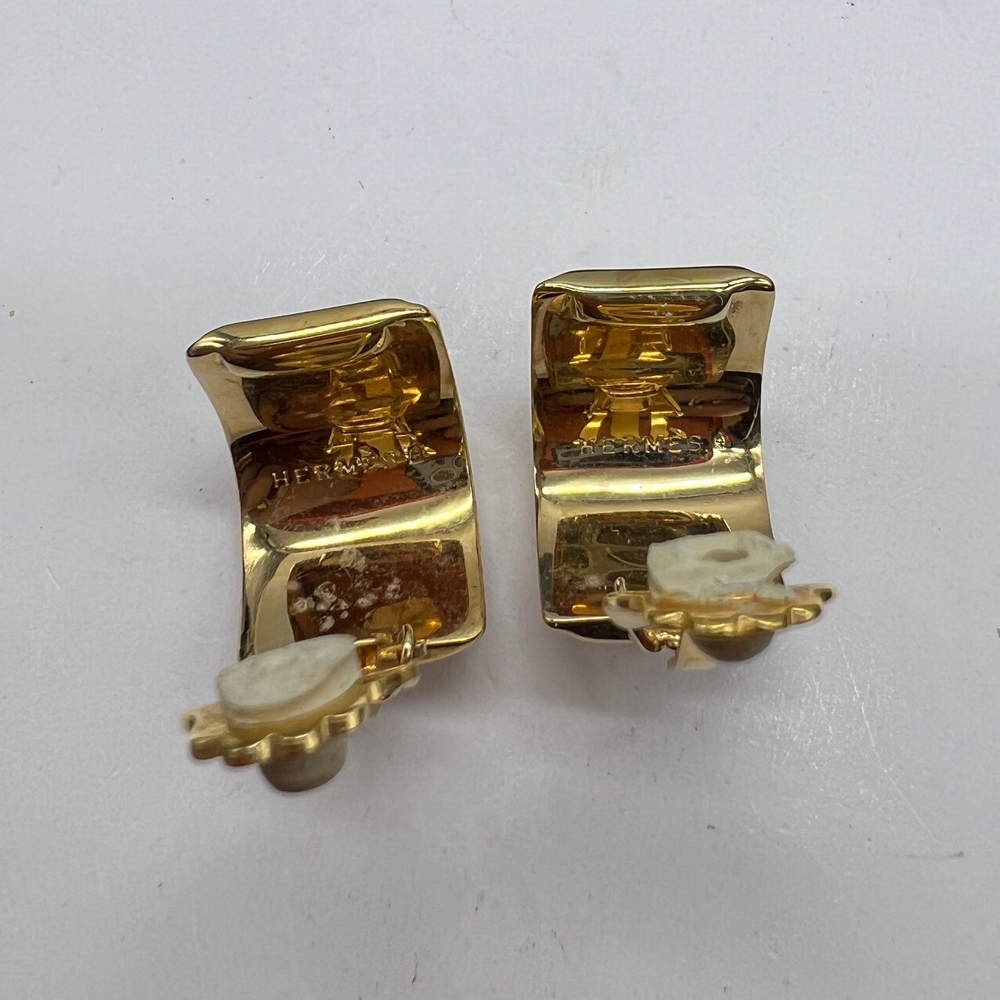 Hermes Vintage Blue X Golden Enamelled Clip-On Earrings