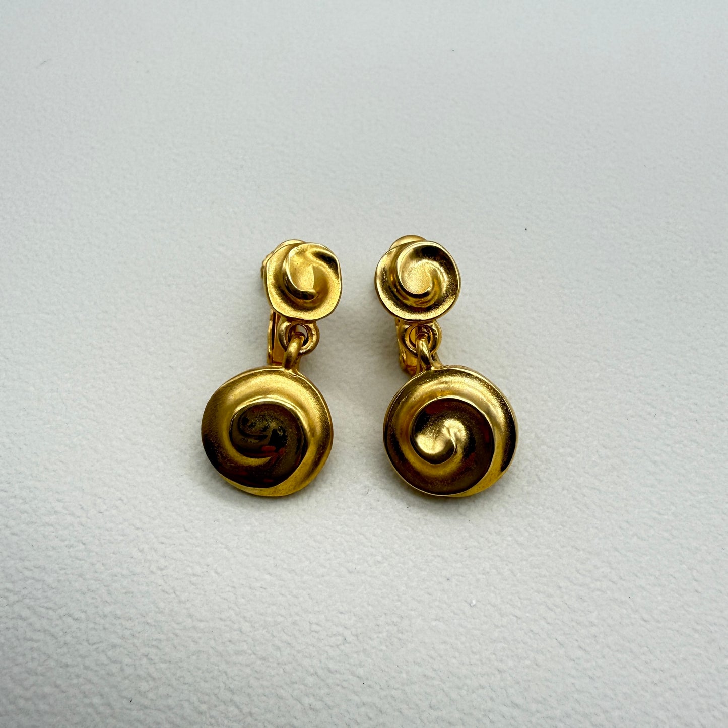 Givenchy Vintage Round Shape Dangling Golden Clip-on Earrings