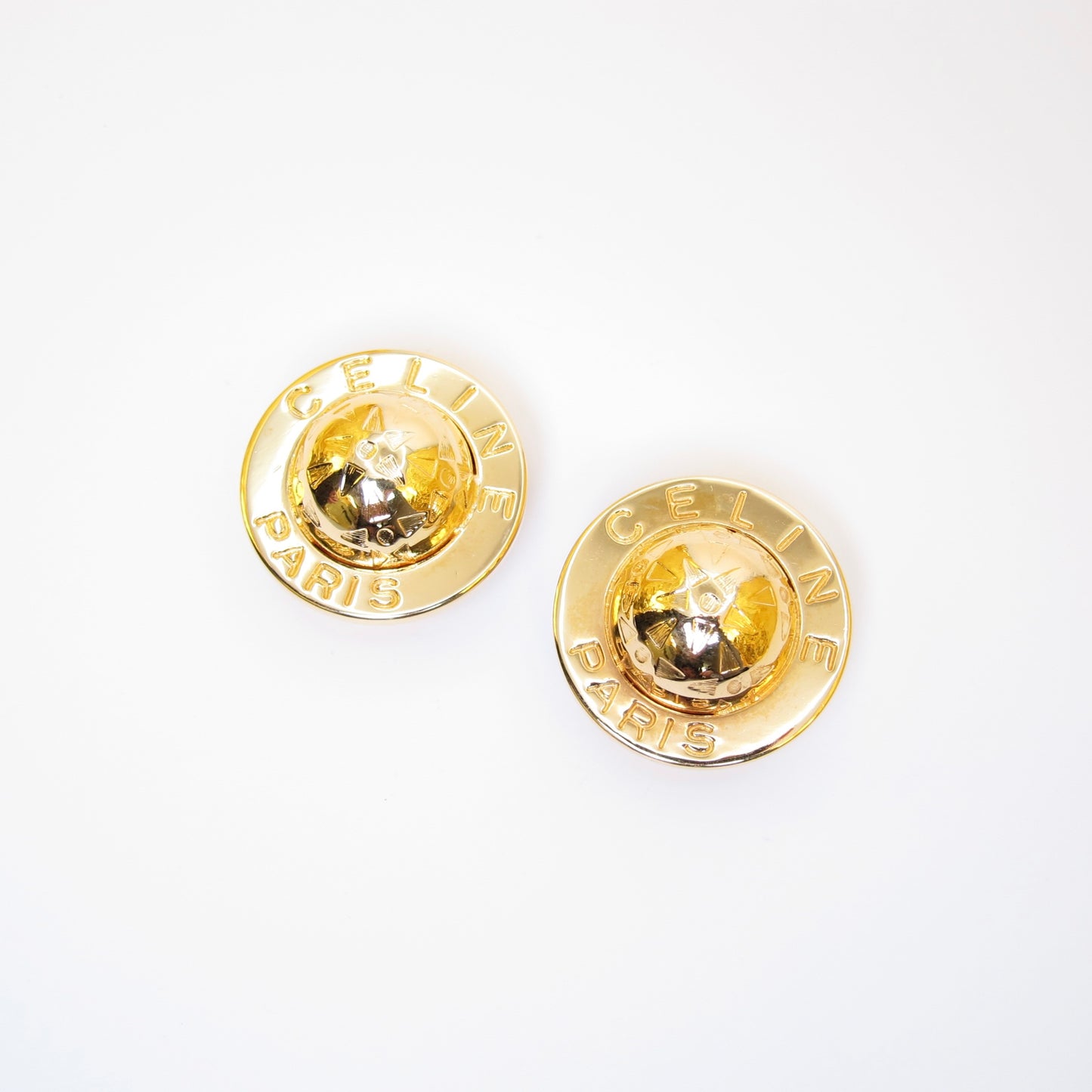 Celine Vintage Star Ball Golden Clip-on Earrings