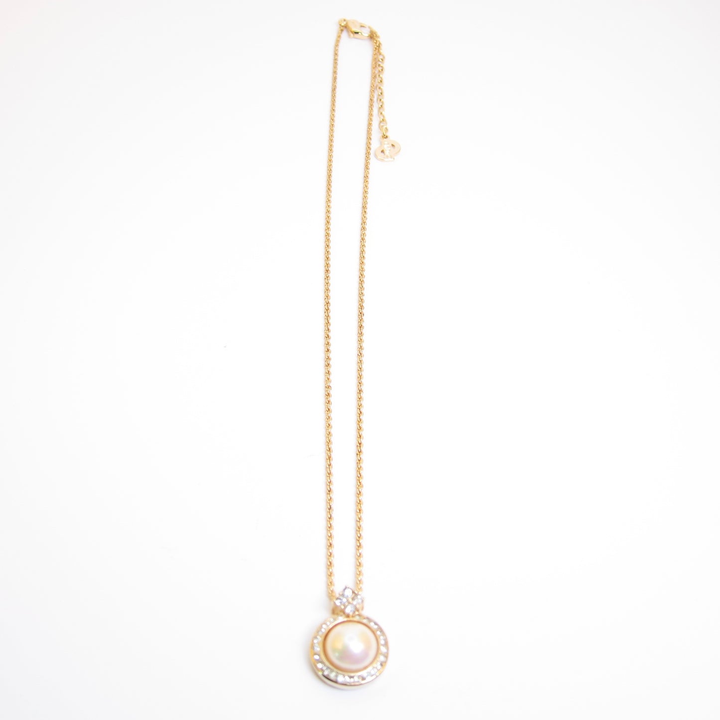 Christian Dior Vintage Pearl and Rhinestone Golden Necklace