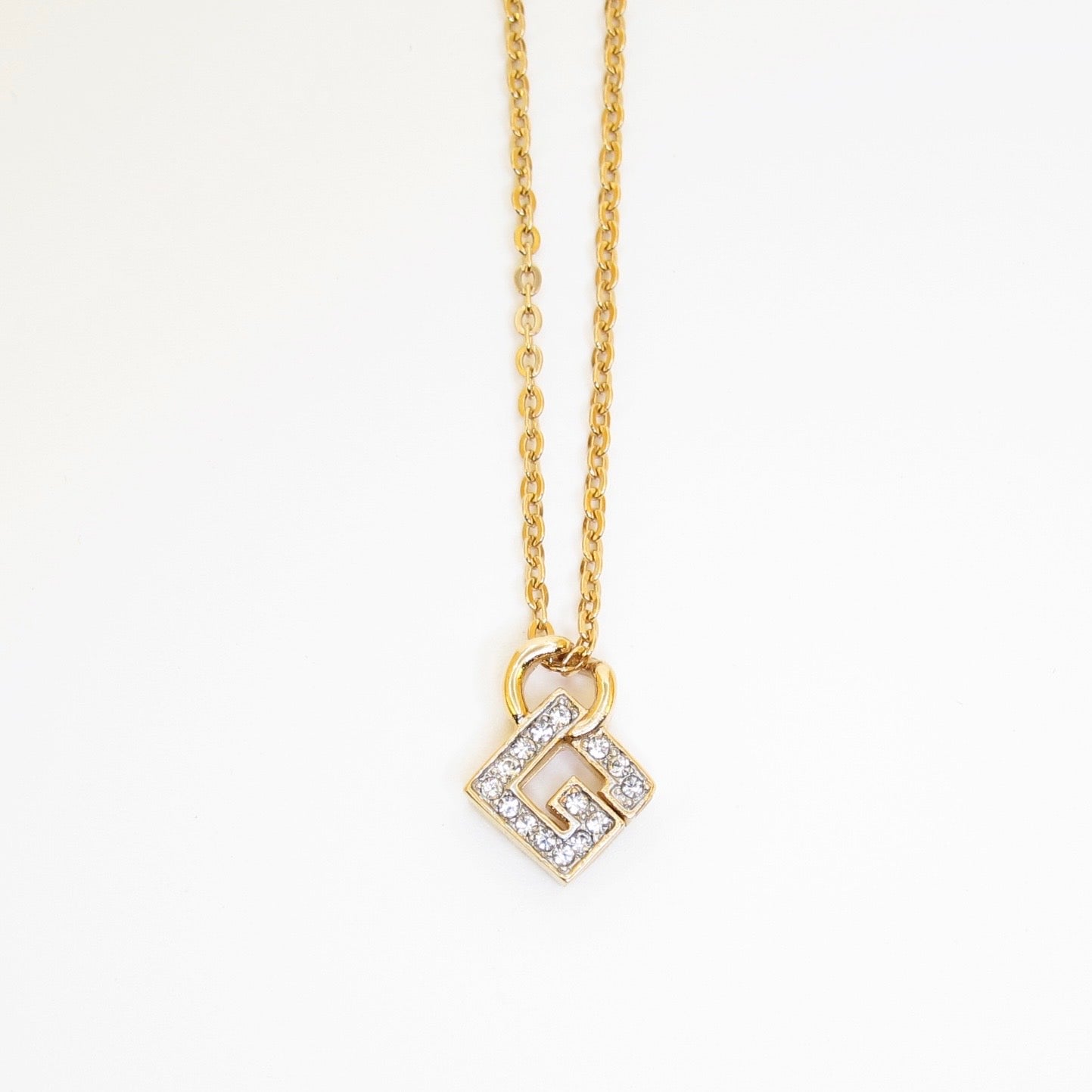 Givenchy Vintage Crystal G Pendant Necklace