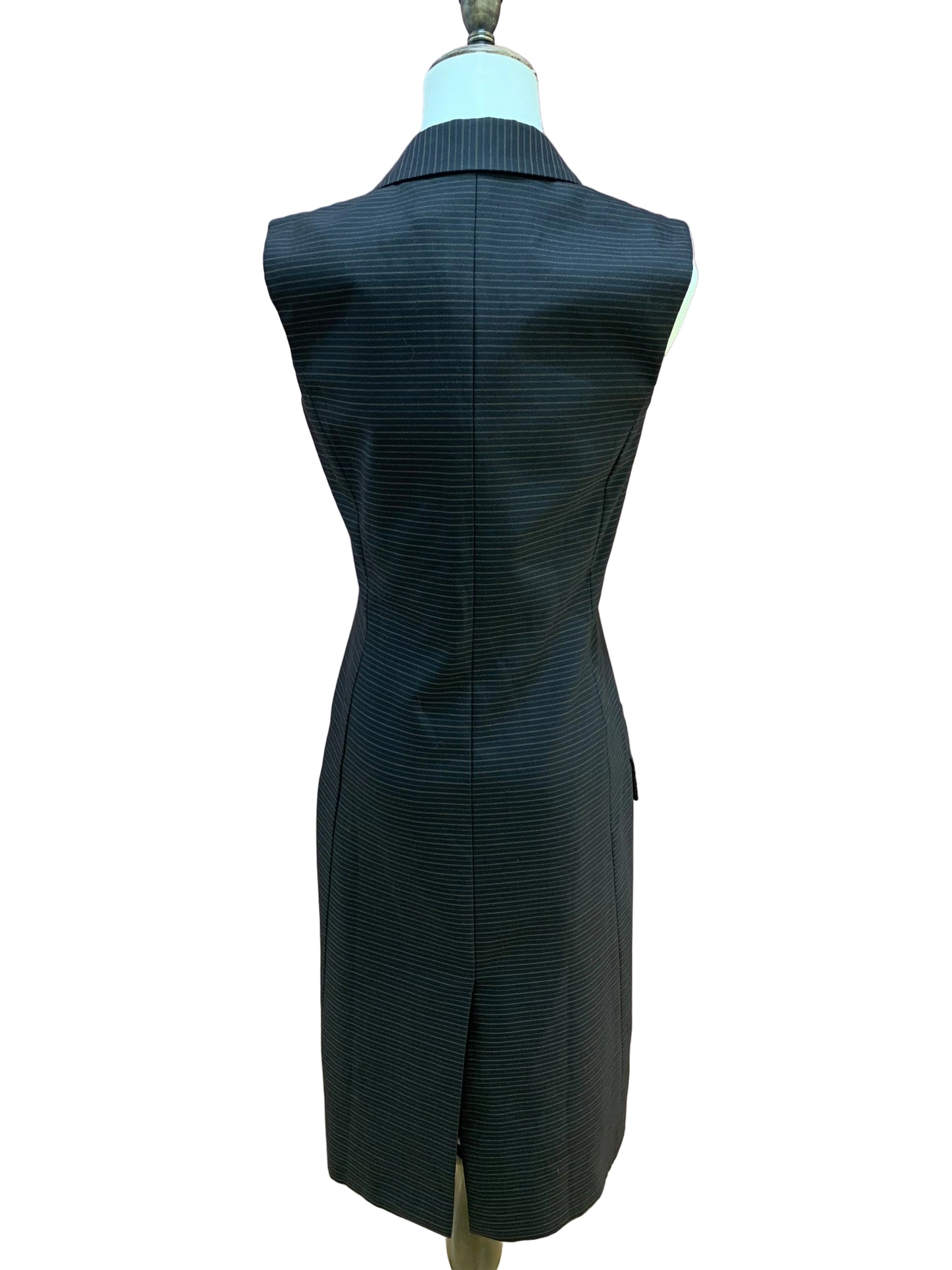 Christian Dior Paris Pinstripe Longline Sleeveless Tailored Vest