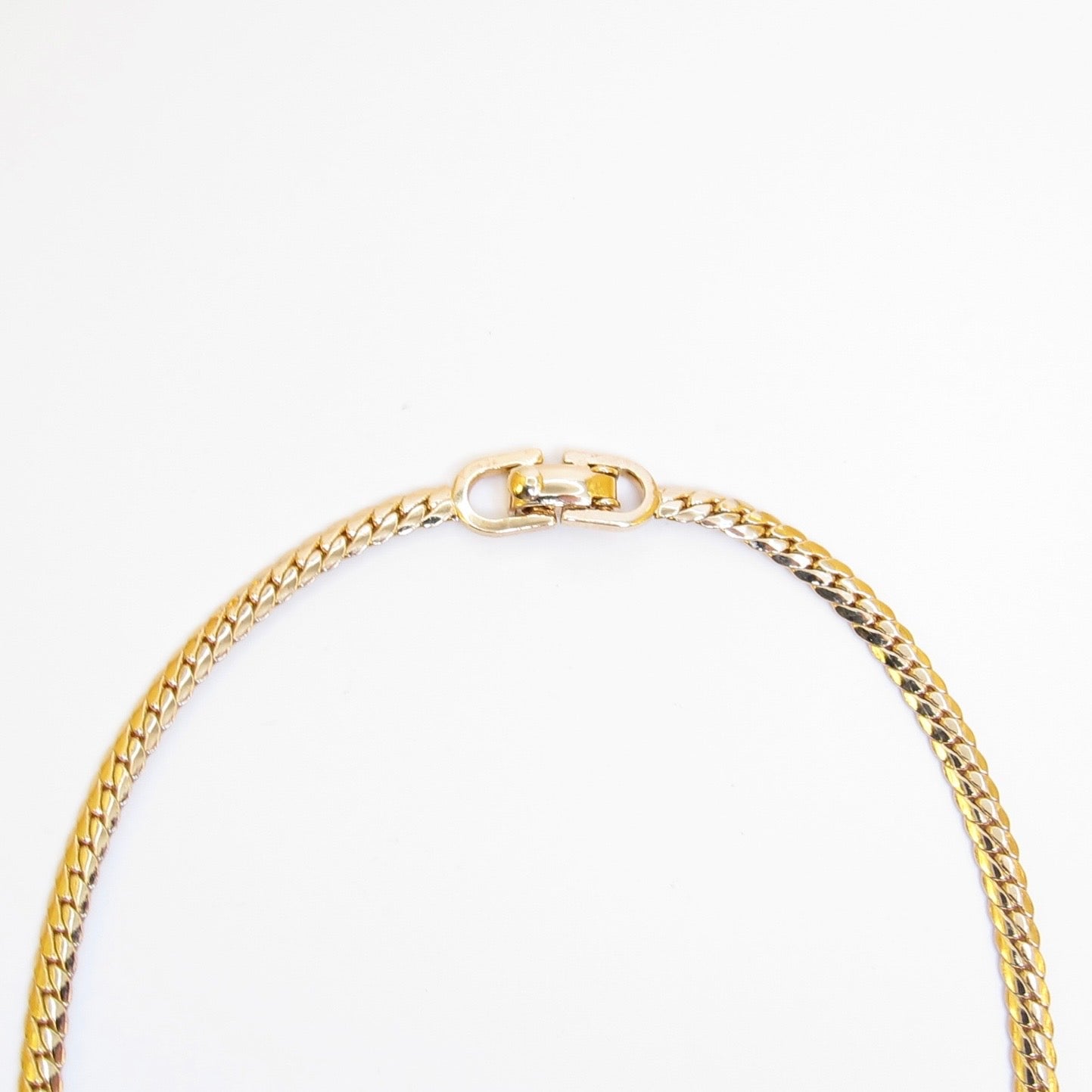 Christian Dior Vintage Flower Motif Blue and Rhinestone Golden Necklace