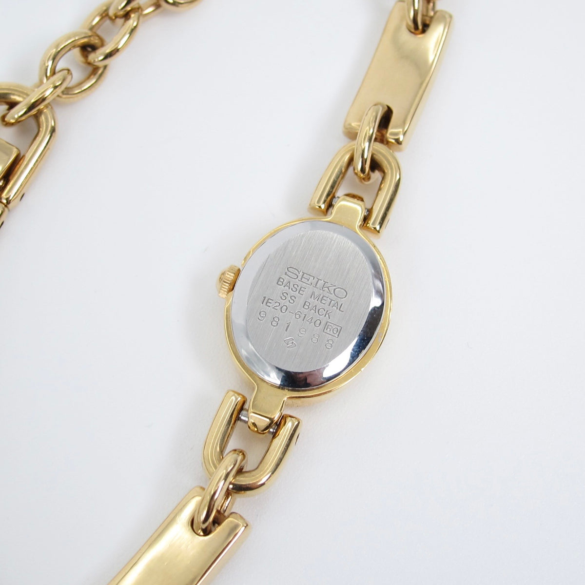 Seiko Vintage Oval Dial Amethyst Stone Bone Link Golden Watch