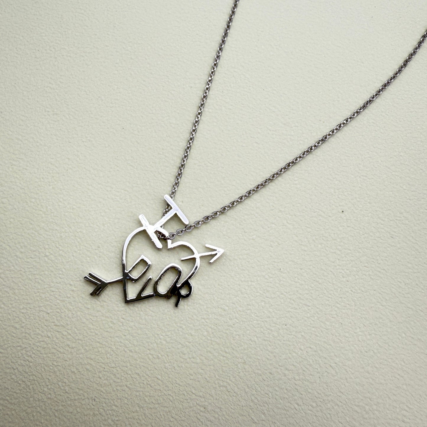 Christian Dior Vintage I Love Dior Pendant Silver Necklace