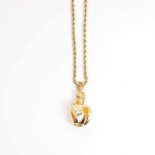 Christian Dior Vintage Perfume Bottle Pendant Golden Necklace