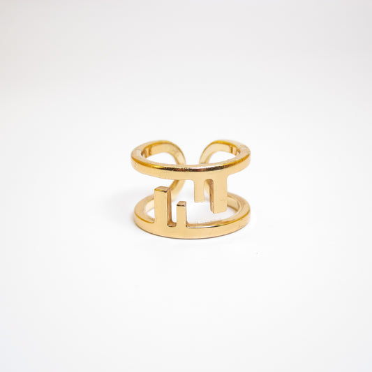 Fendi Vintage O'Lock Golden Ring