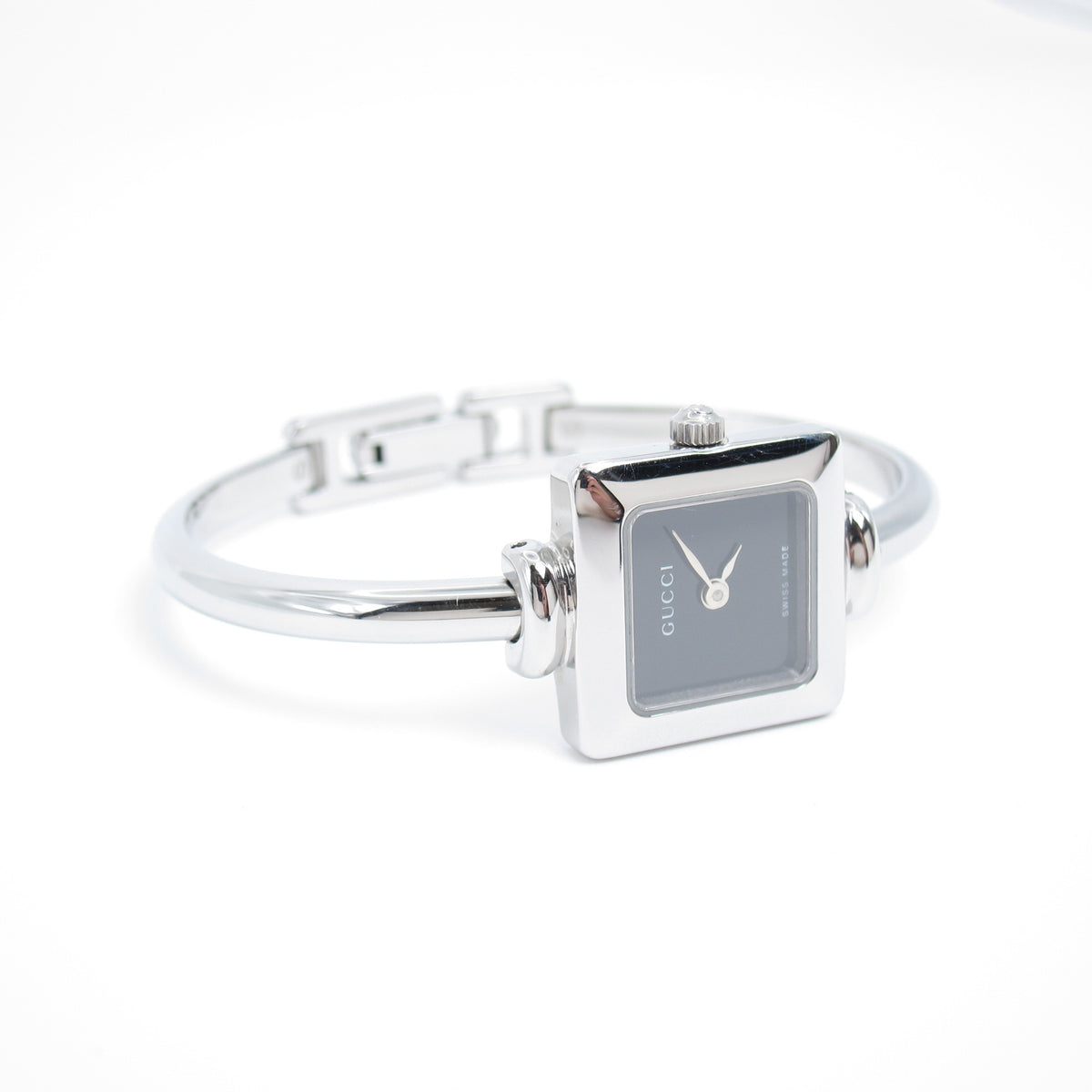 Gucci Vintage 1900L Black Square Dial Bangle Watch with Box