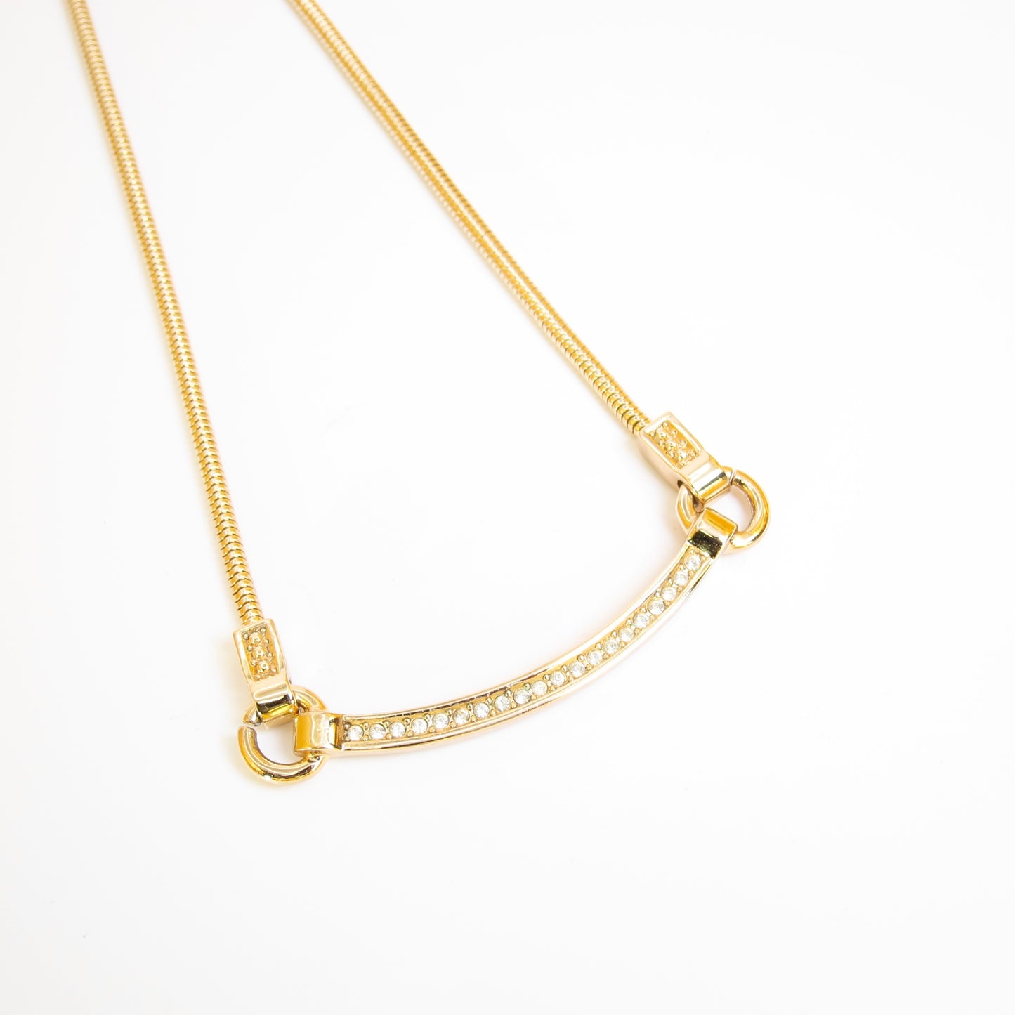 Christian Dior Vintage Stylish Rhinesteone Golden Necklace