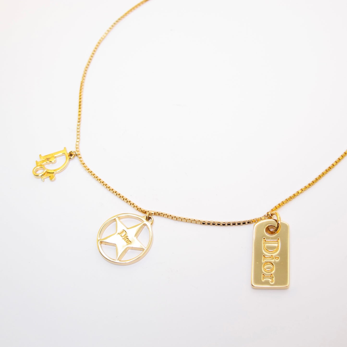 Christian Dior Vintage Dior Logo Charm Golden Necklace