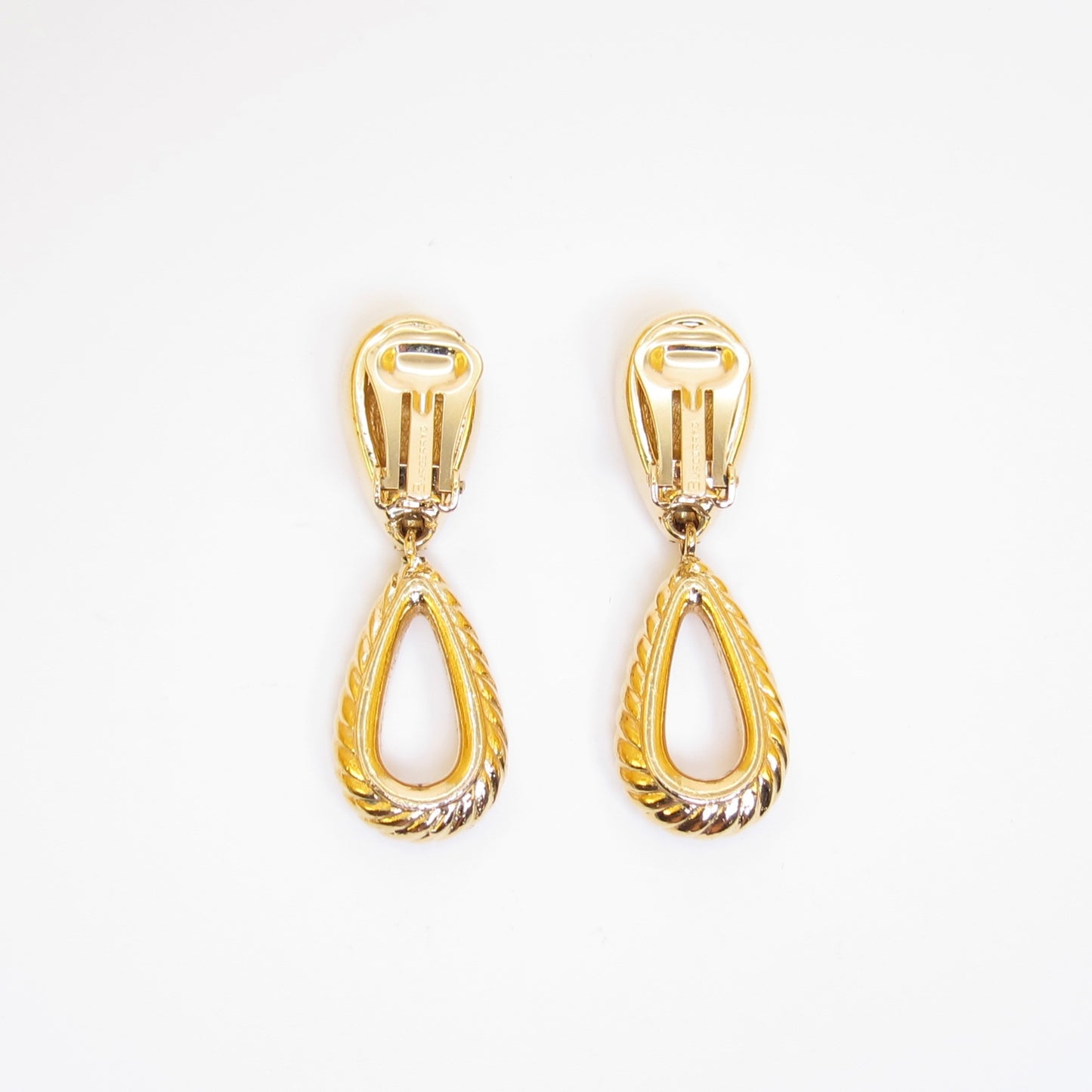 Burberry Vintage B Logo Drop Shaped Dangle Golden Clip-on Earrings