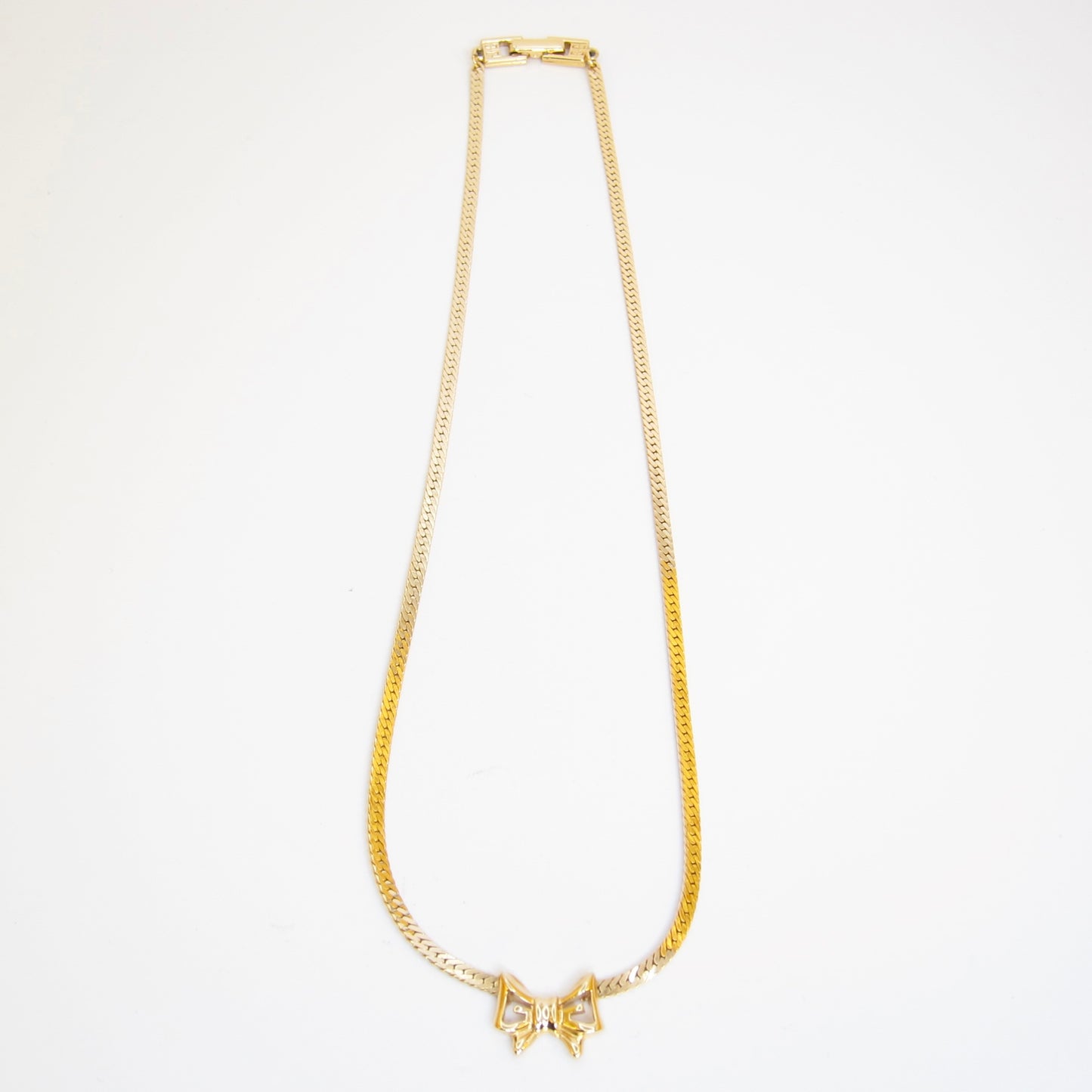 Givenchy Vintage Ribbon Motif Golden Necklace