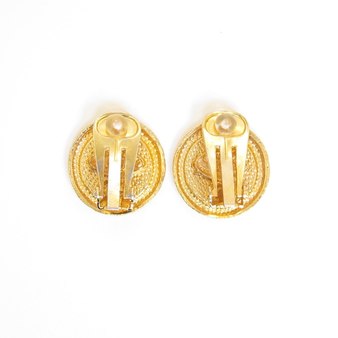 Chanel Vintage CC Logo Round Shaped Golden Clip-on Earrings