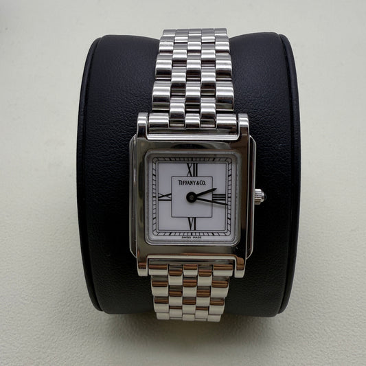 Tiffany Vintage Square White Face Stainless Steel Ladies Watch