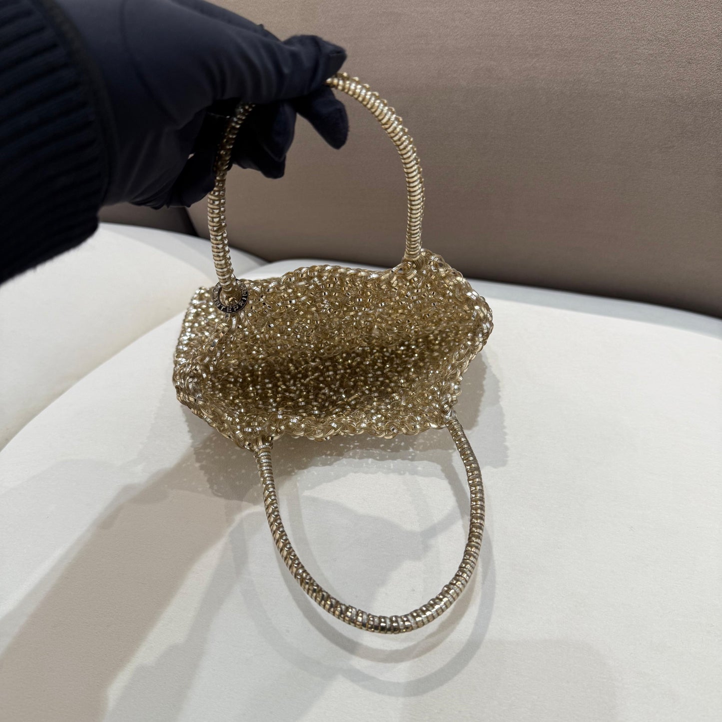 Anteprima Vintage Gold Wire Knit Vertical Handbag