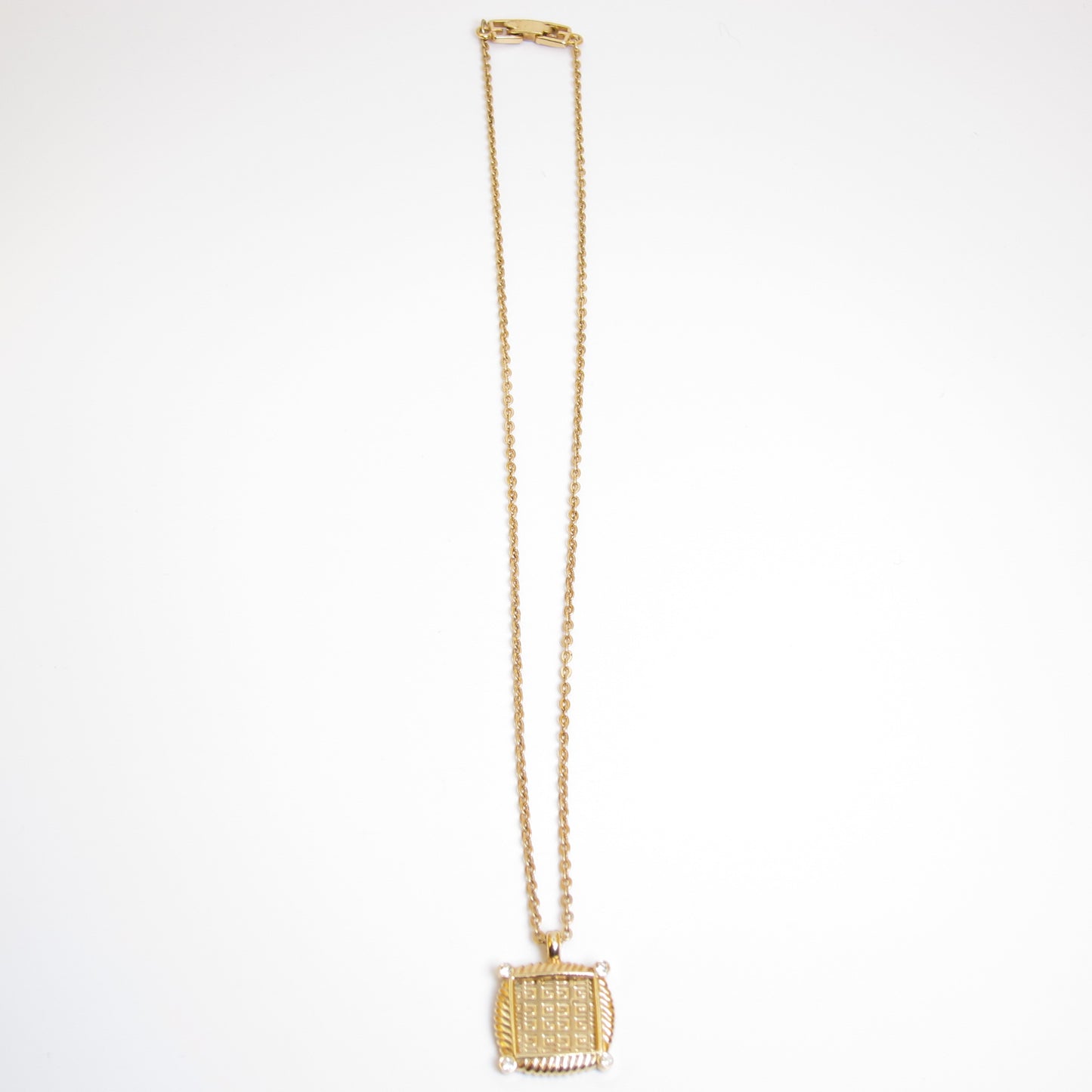 Givenchy Vintage 4G Logo in Square and Rhinestone Golden Necklace