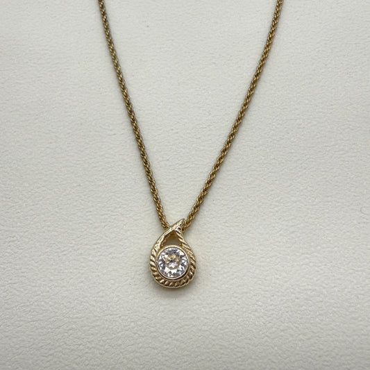 Christian Dior Vintage Teardrop-Shaped and Rhinestone Golden Necklace