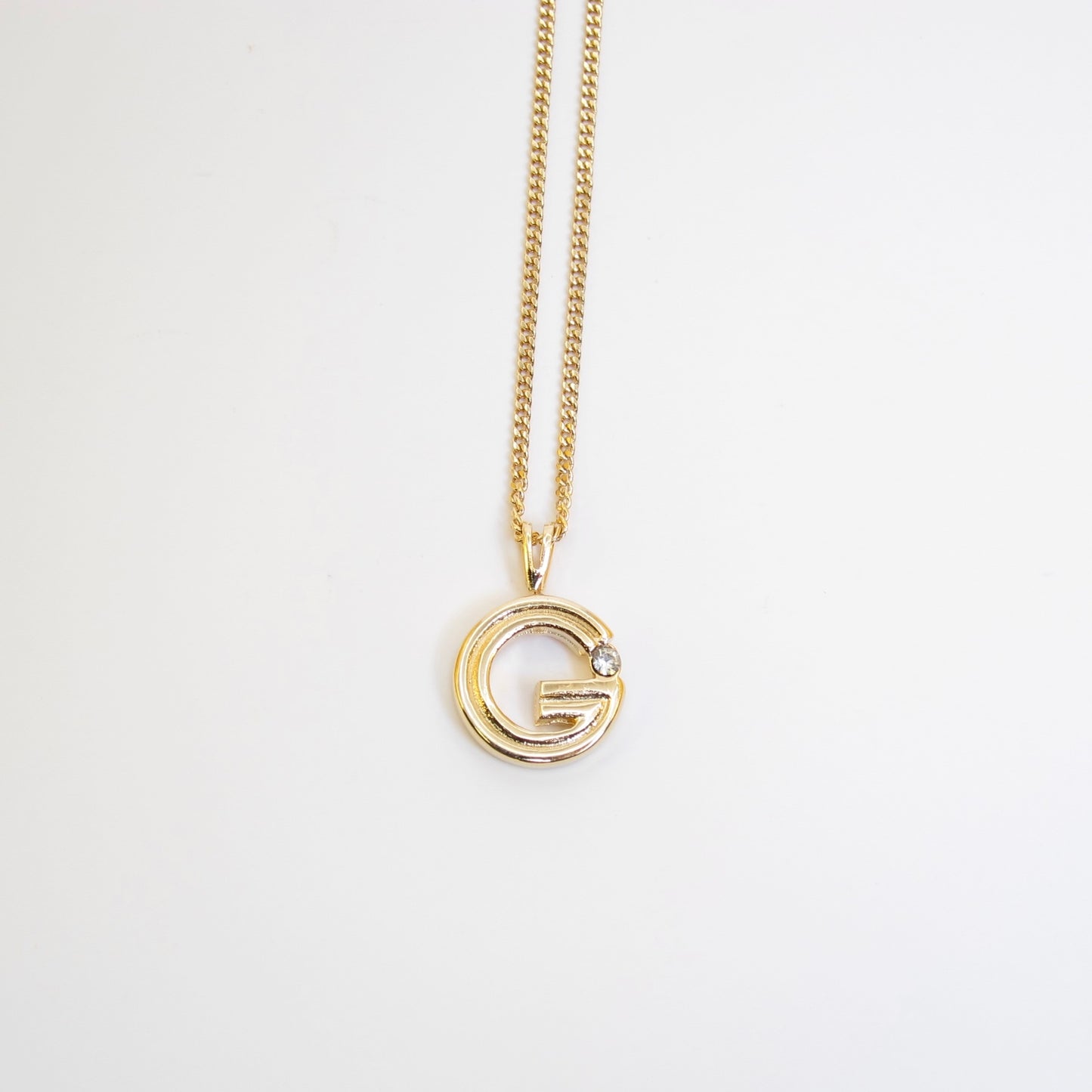 Givenchy Vintage G Logo with Rhinestone Golden Necklace