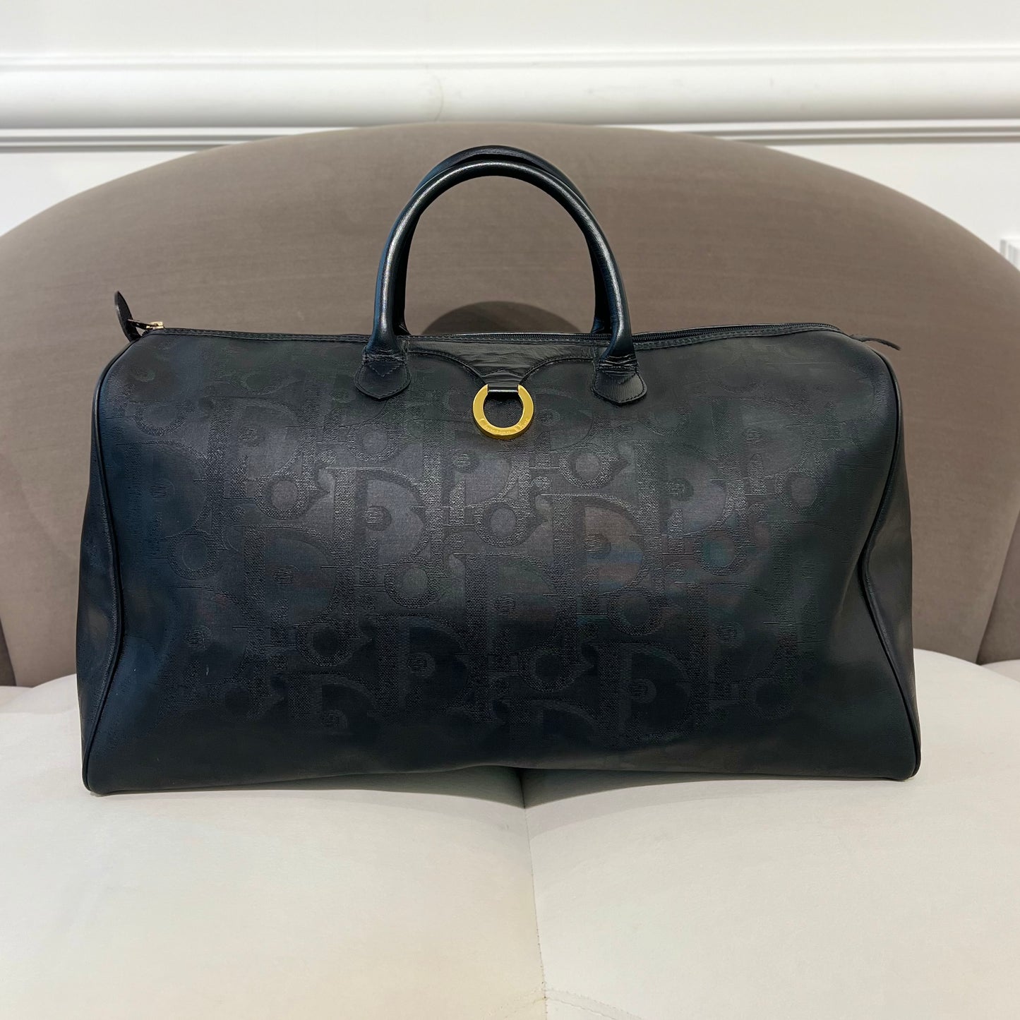 Christian Dior Trotter Boston Bag In Black Color