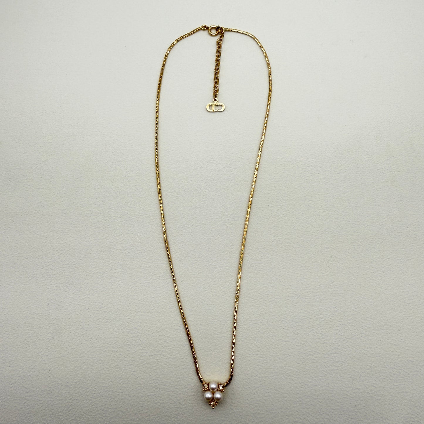 Christian Dior Vintage Pearl and Rhinestone Golden Necklace