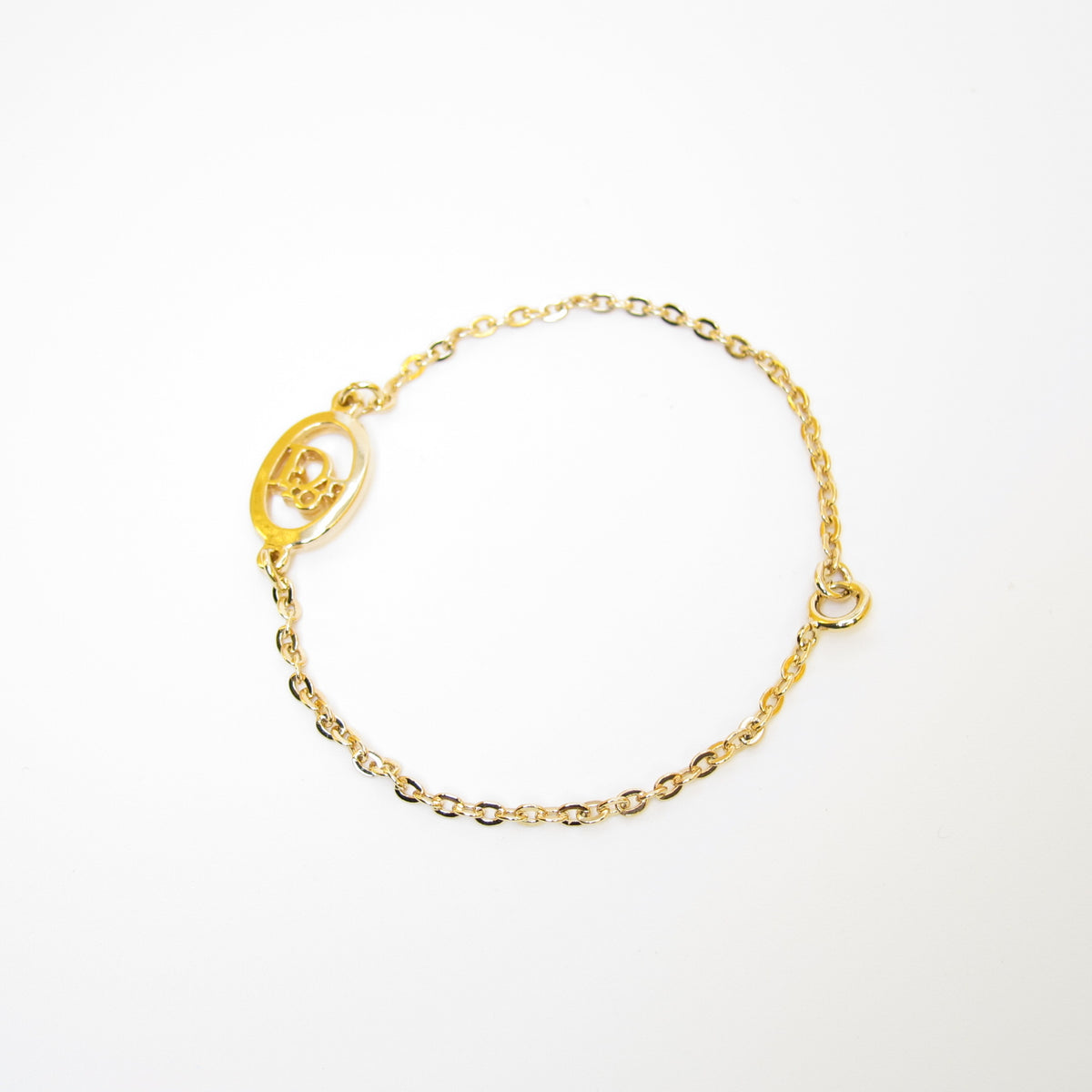 Christian Dior 金色橢圓CD鏈式手鏈 17cm