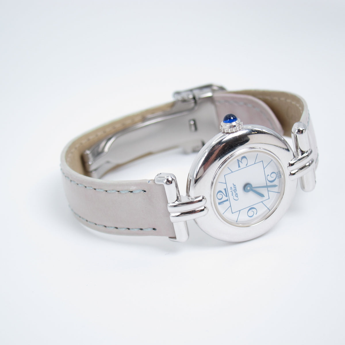 Cartier Vintage Must De Cartier Colisee White Face with Light Grey Strap Watch