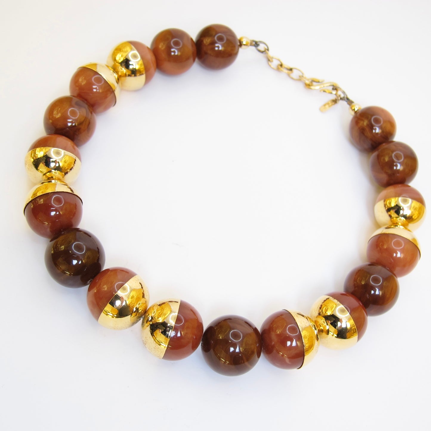 Yves Saint Laurent Vintage Brown Color Stone Golden Necklace