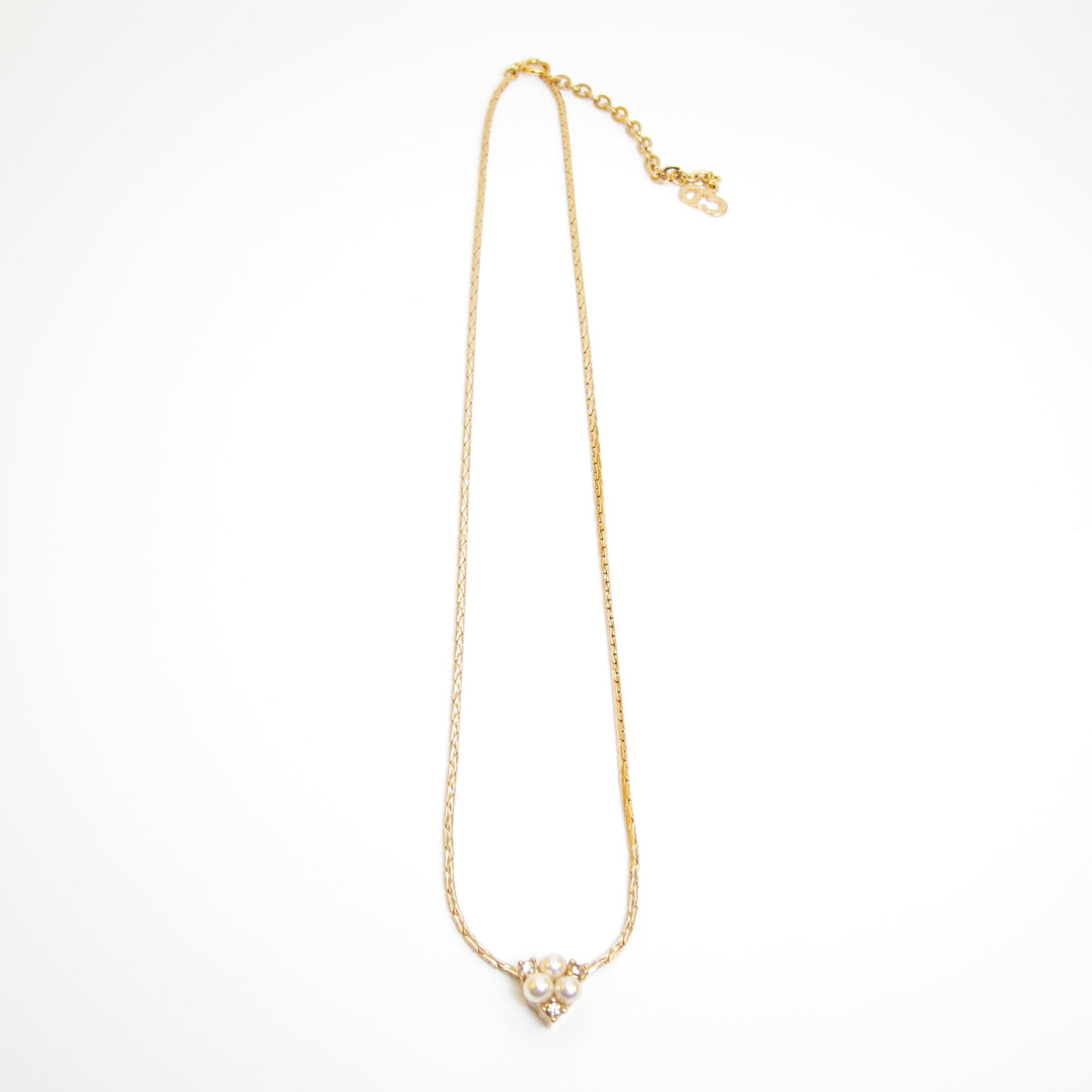 Christian Dior 中古仿珍珠簇形金色頸鏈，44 厘米