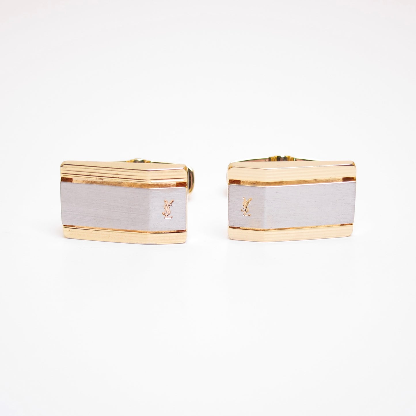 Yves Saint Laurent Vintage YSL Logo Two Tone Cufflinks