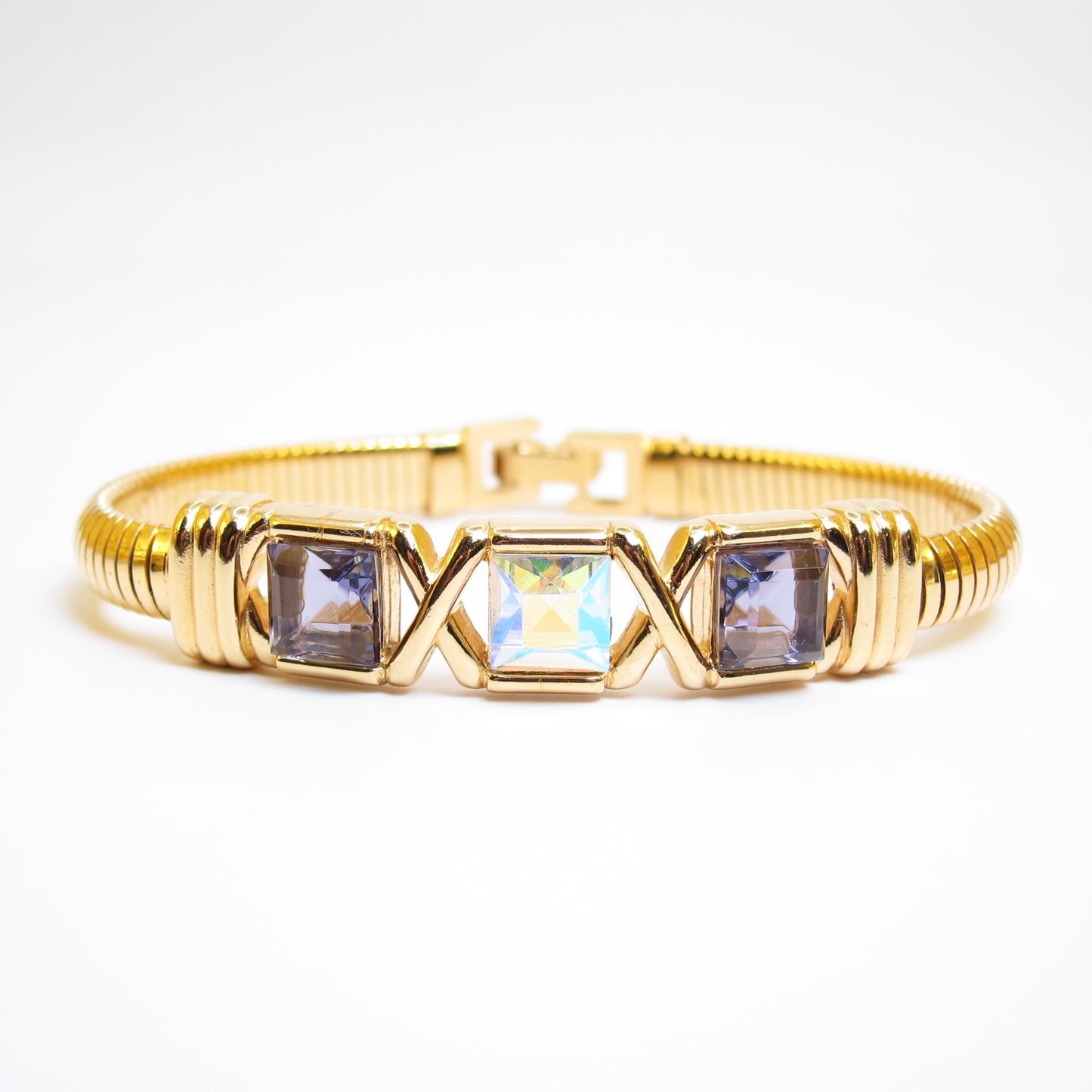 Monet Vintage Multi Color Stone Golden Bracelet