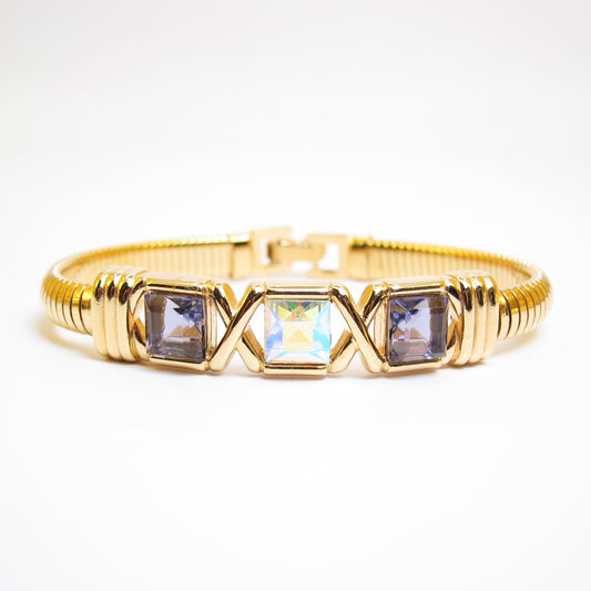 Monet Vintage Multi Color Stone Golden Bracelet