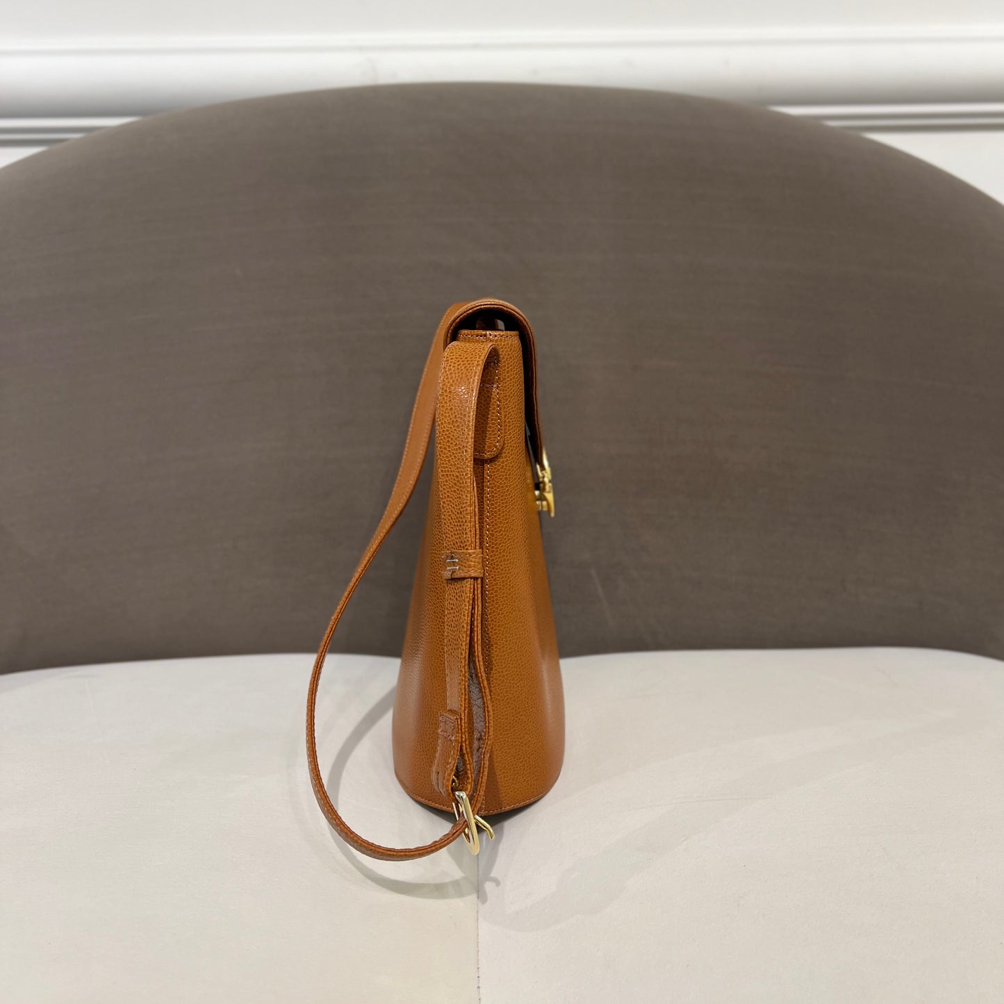 Givenchy Vintage Large Size Brown Leather Shoulder Bag