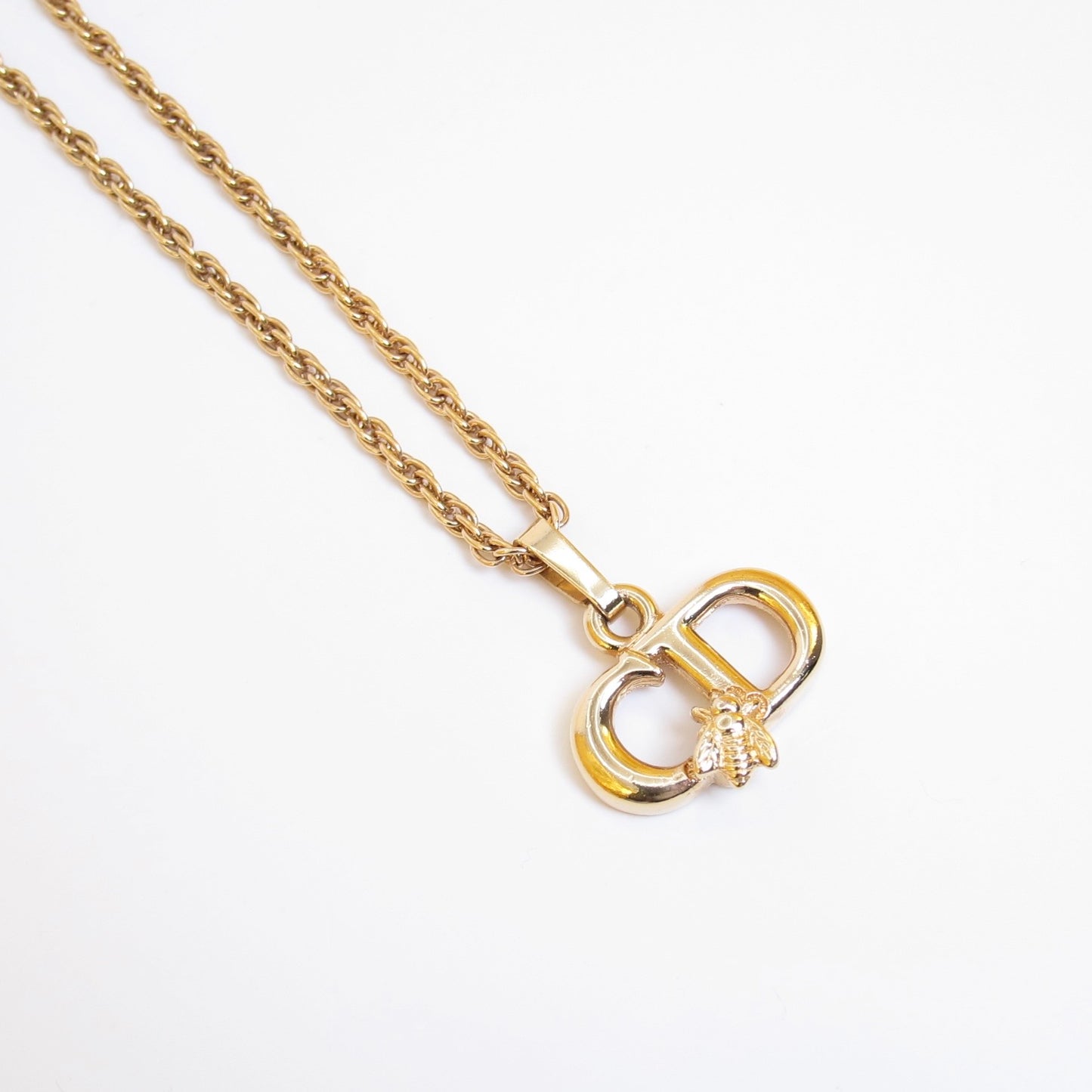 Christian Dior Vintage CD Logo with Bee Golden Necklace