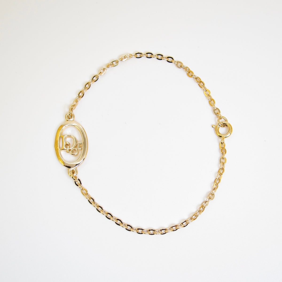 Christian Dior 金色橢圓CD鏈式手鏈