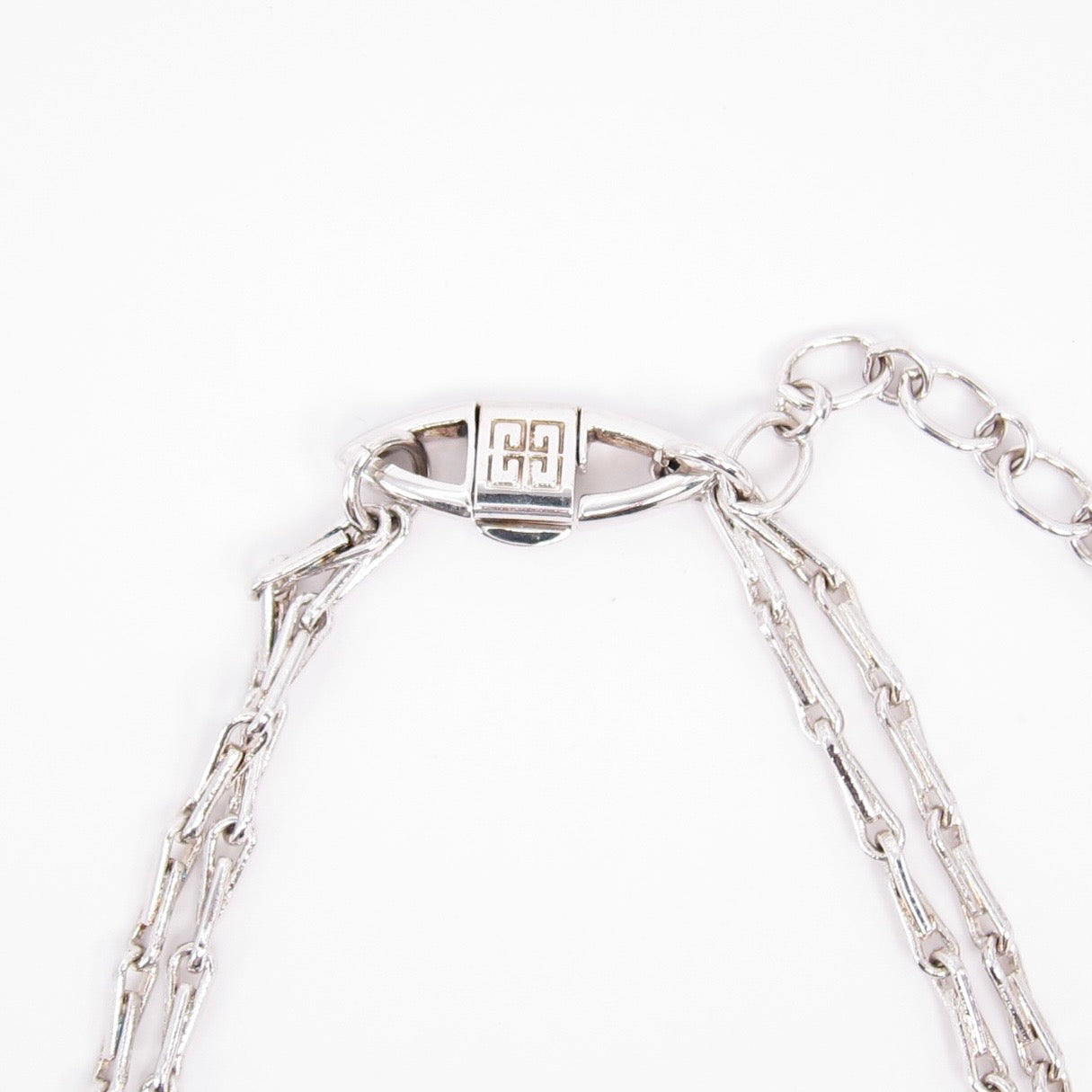 Givenchy Vintage Leaf Motif with Rhinestone Silver Necklace
