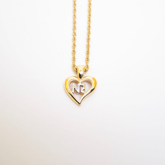 Nina Ricci Vintage NR Logo in Heart Golden Necklace