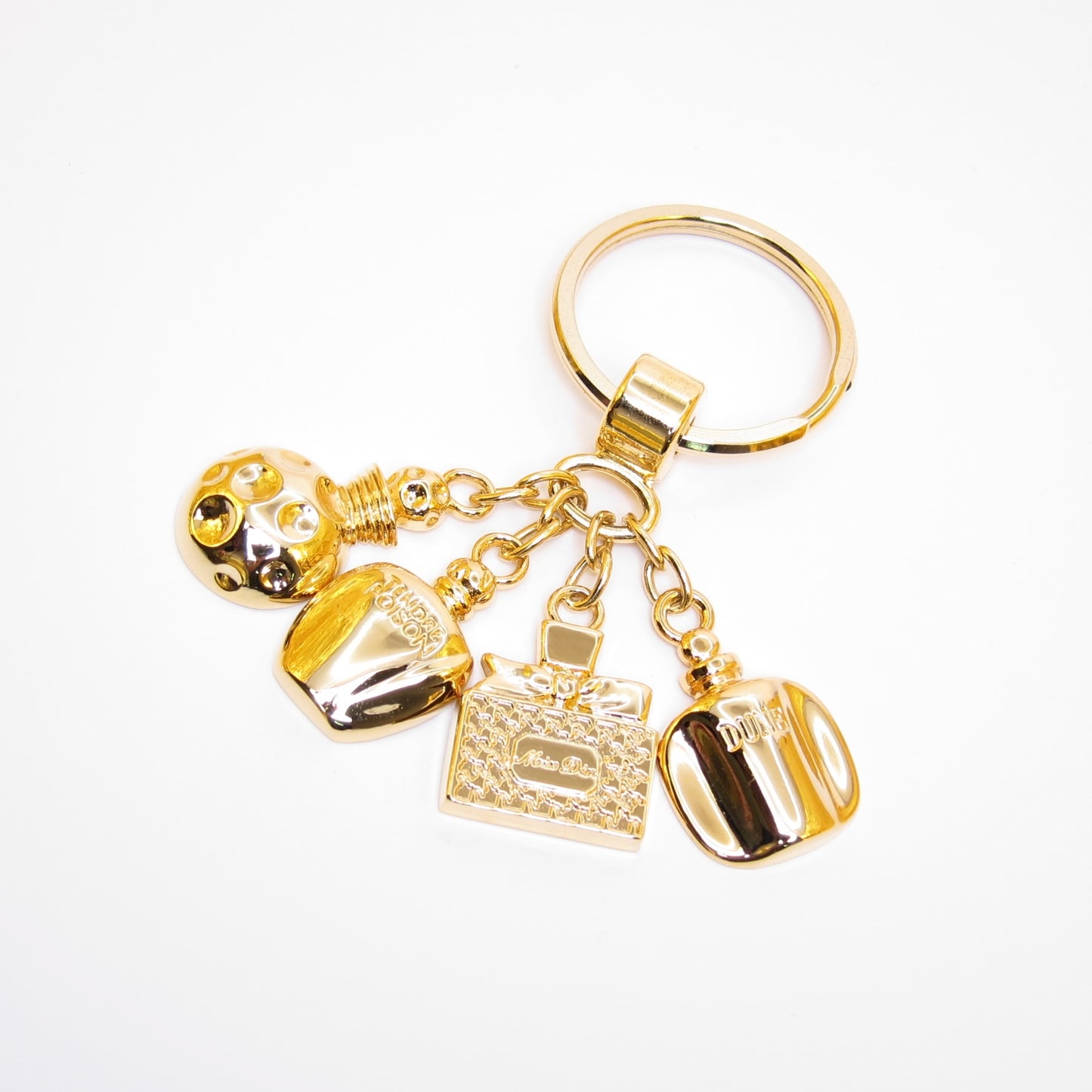 Christian Dior Vintage Perfume Bottle Charm Golden Keyring