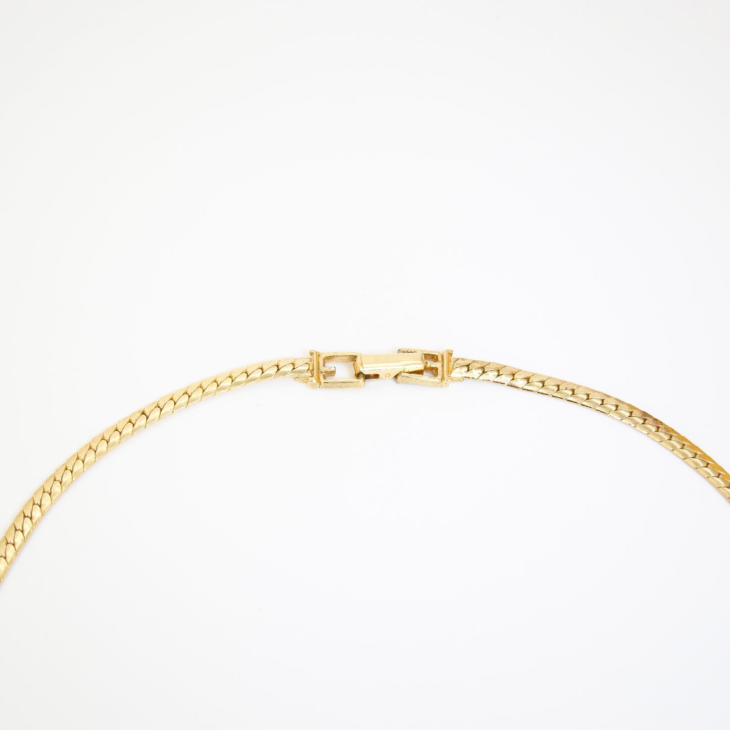 Givenchy Vintage 4G Logo and Rhinestone Pendant Golden Necklace