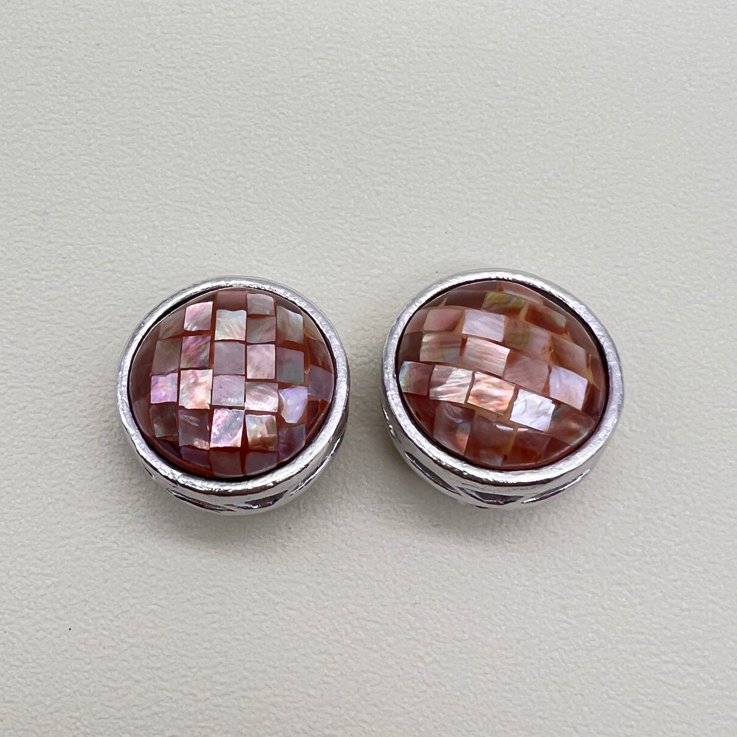 Givenchy Vintage Round Shape Shell Embellished Silver Clip-on Earrings