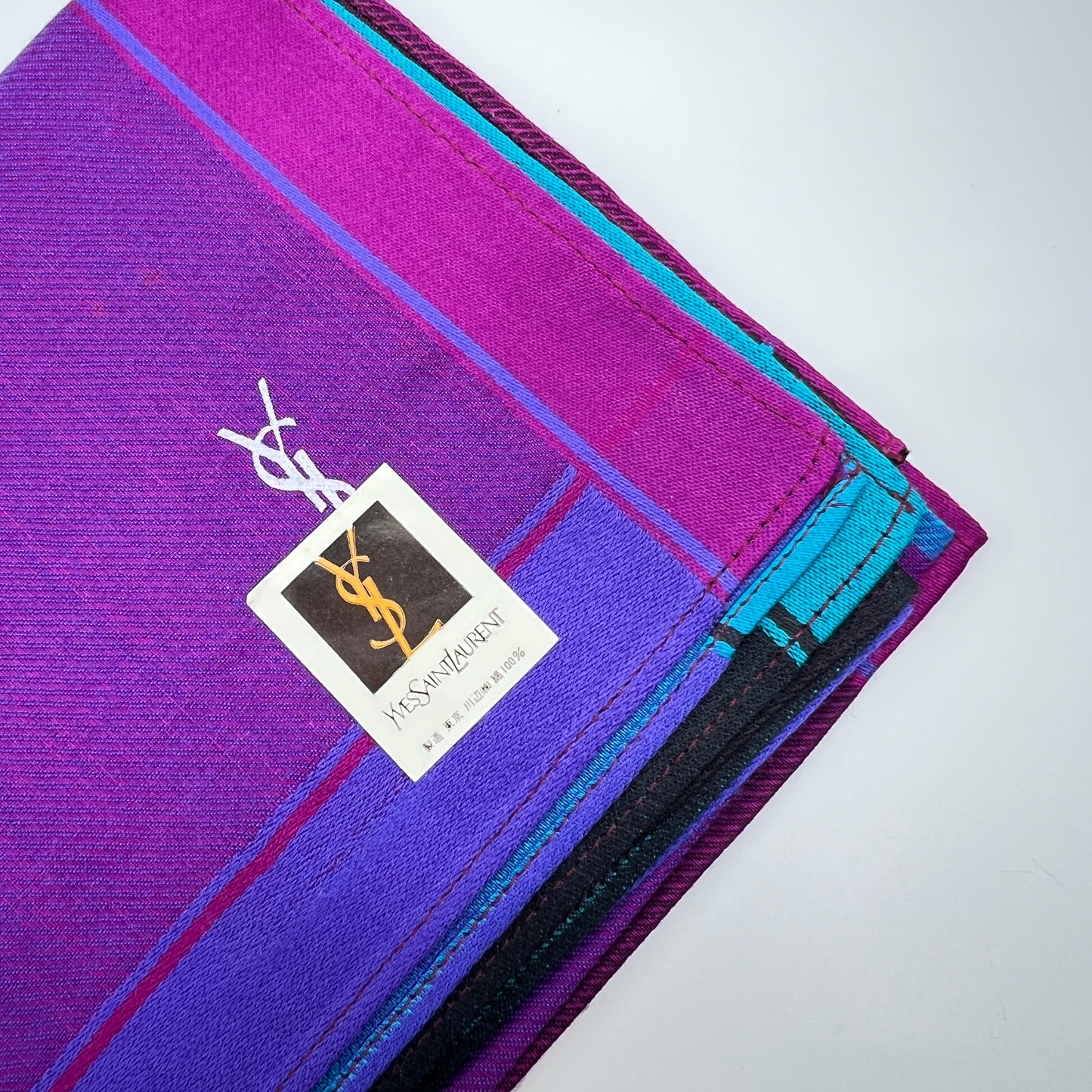 Yves Saint Laurent Vintage Unused Cotton Handkerchief, Pocket Square