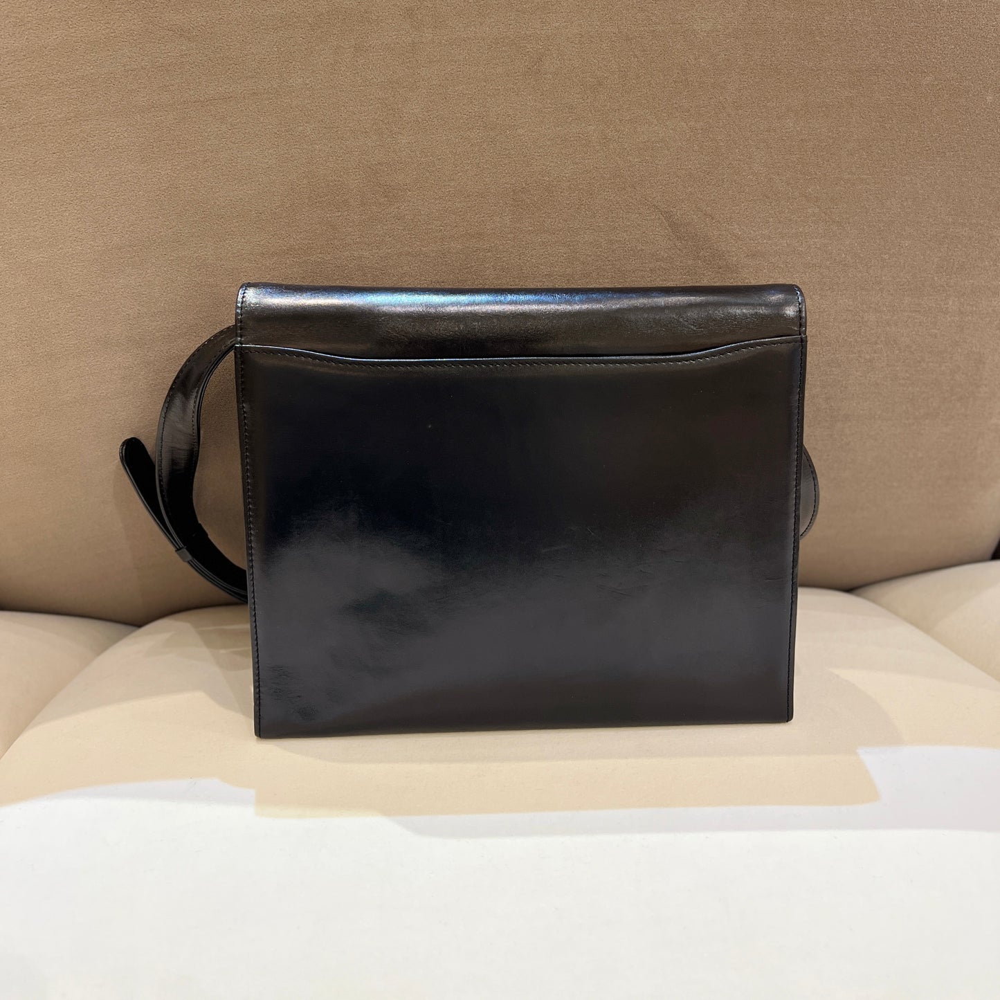 Givenchy Vintage Embossed G Logo Black Leather Shoulder Bag